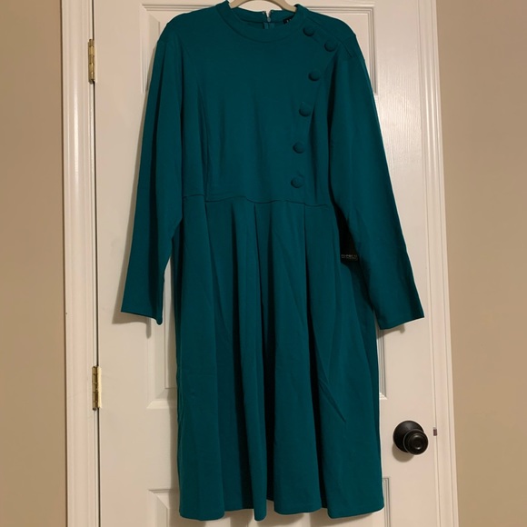 Eloquii Long Sleeve Button Fit Flare Dress Size 22 - Picture 3 of 6